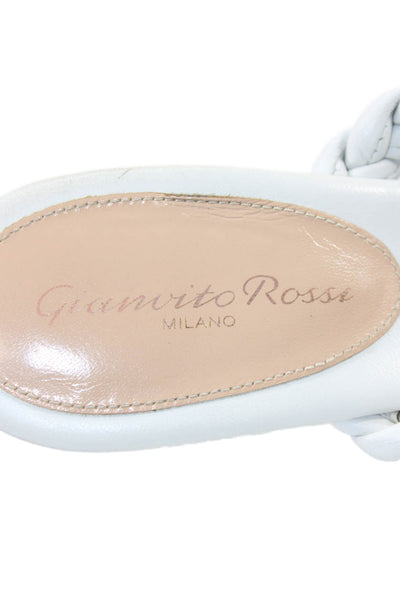 Gianvito Rossi Womens Braided Leather Slip On Heels Shoes White Size 9