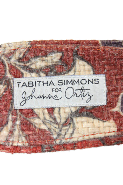 Tabitha Simmons Womens Floral Woven Crisscross Slip On Mules Shoes Red Size 8