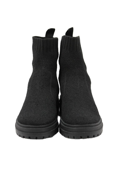 Naadam Womens Knit Slip On Ankle Boots Shoes Solid Black Size 6.5