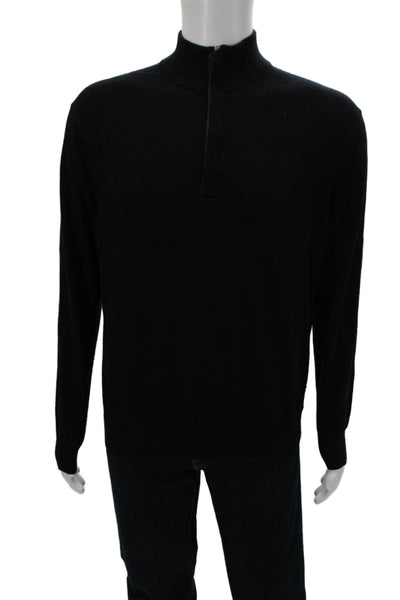 Michael Kors Mens Pullover Sweater Black Viscose Mock Neck Long Sleeve Size XL