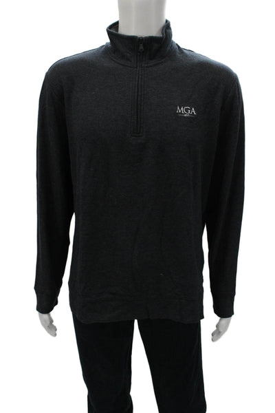 Vineyard Vines Mens Pullover Sweater Gray Mock Neck Pima Cotton Size L