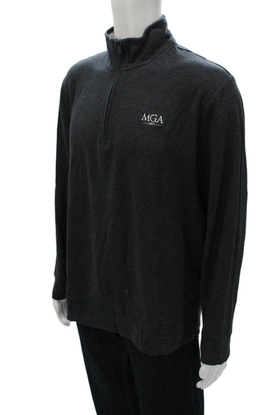 Vineyard Vines Mens Pullover Sweater Gray Mock Neck Pima Cotton Size L