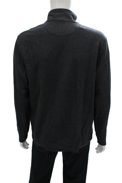 Vineyard Vines Mens Pullover Sweater Gray Mock Neck Pima Cotton Size L