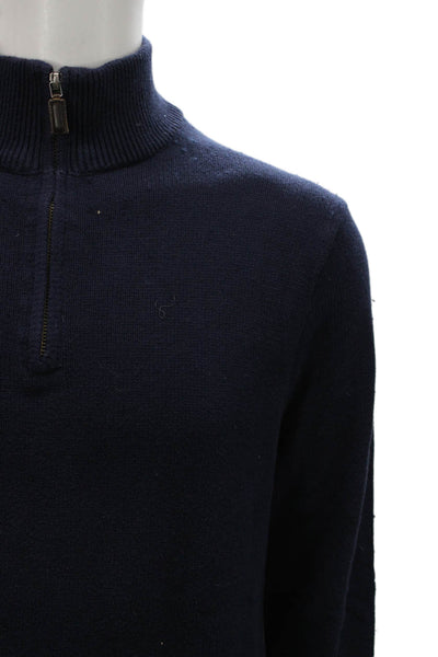 J Crew Mens Pullover Mock Neck Blue Cotton Sweater Size L