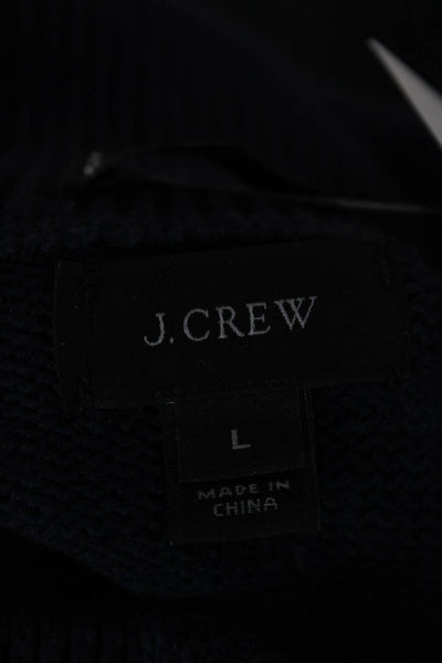 J Crew Mens Pullover Mock Neck Blue Cotton Sweater Size L