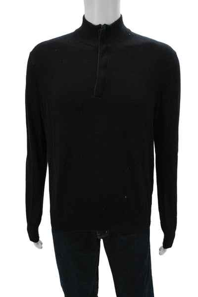 Michael Kors Mens Pullover Sweater Black Wool Mock Neck Long Sleeve Size L