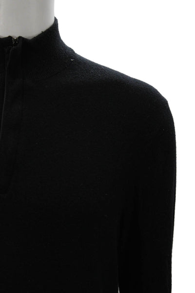 Michael Kors Mens Pullover Sweater Black Wool Mock Neck Long Sleeve Size L