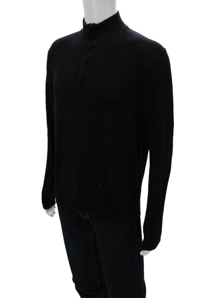 Michael Kors Mens Pullover Sweater Black Wool Mock Neck Long Sleeve Size L
