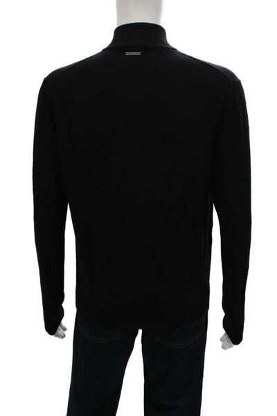 Michael Kors Mens Pullover Sweater Black Wool Mock Neck Long Sleeve Size L