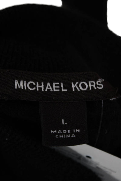 Michael Kors Mens Pullover Sweater Black Wool Mock Neck Long Sleeve Size L