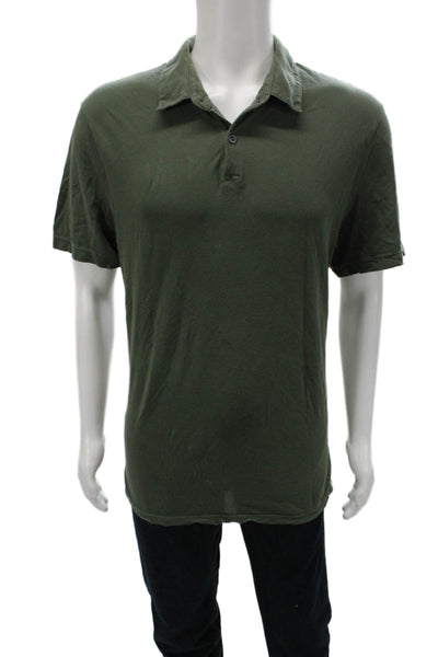 Standard James Perse Mens Polo Shirt Green Short Sleeve Cotton Size 3