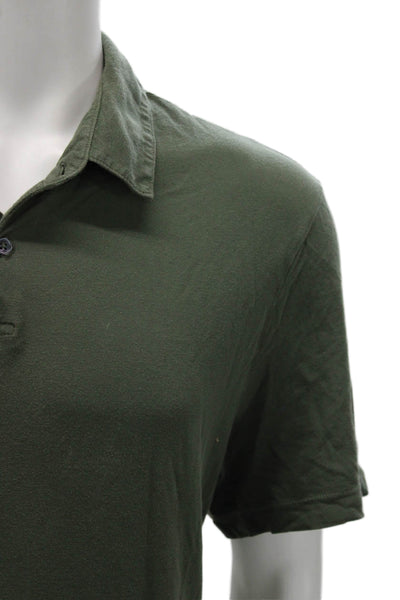 Standard James Perse Mens Polo Shirt Green Short Sleeve Cotton Size 3