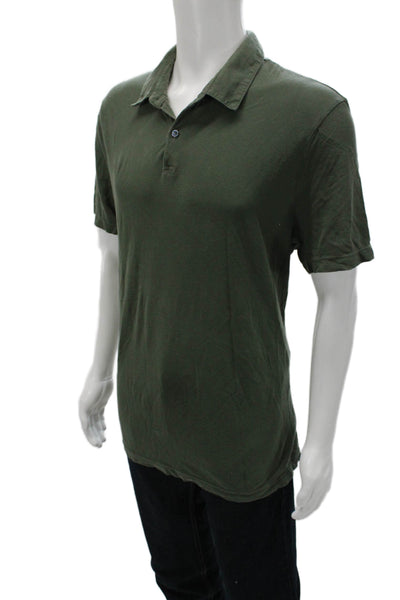 Standard James Perse Mens Polo Shirt Green Short Sleeve Cotton Size 3