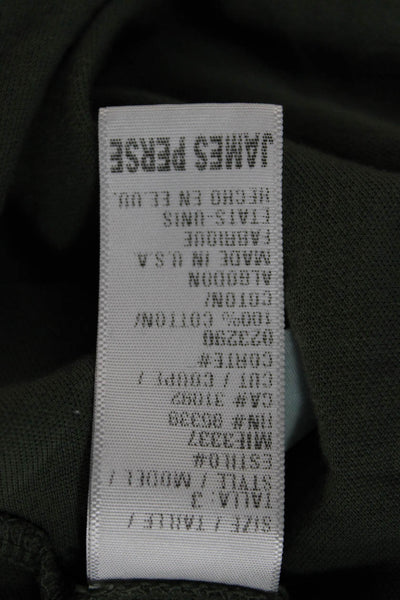 Standard James Perse Mens Polo Shirt Green Short Sleeve Cotton Size 3