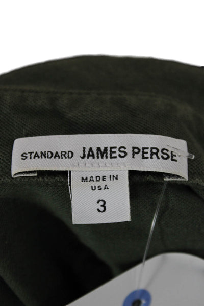 Standard James Perse Mens Polo Shirt Green Short Sleeve Cotton Size 3