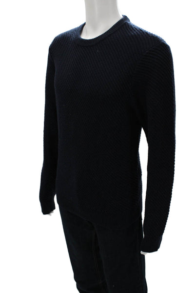 Club Monaco Mens Pullover Sweater Crew Neck Blue Italian Yarn Size L