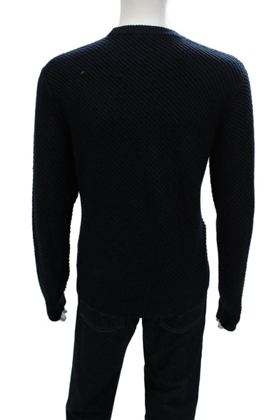 Club Monaco Mens Pullover Sweater Crew Neck Blue Italian Yarn Size L