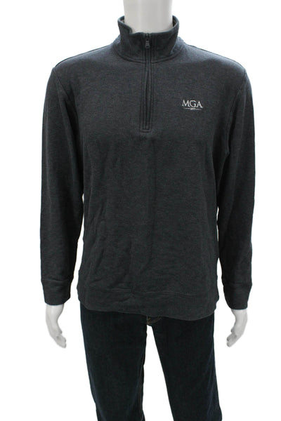 Vineyard Vines Mens Pullover Sweater Gray Mock Neck Cotton Long Sleeve Size L