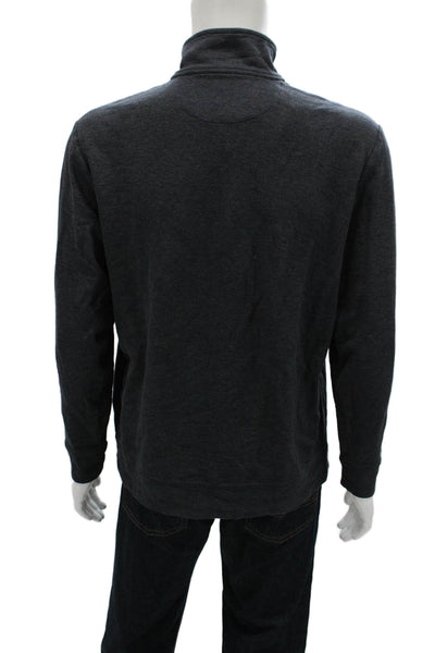 Vineyard Vines Mens Pullover Sweater Gray Mock Neck Cotton Long Sleeve Size L