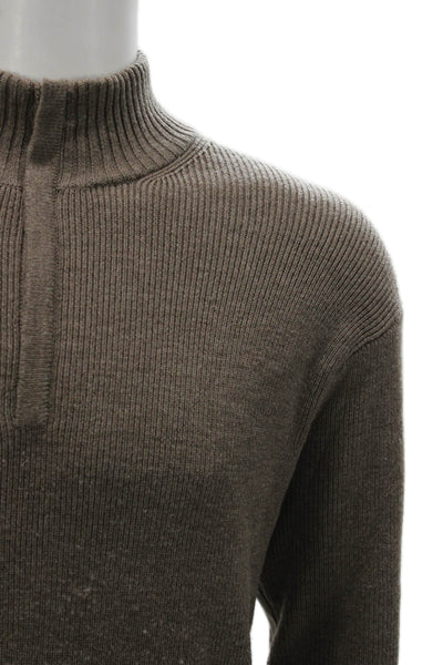 Peter Millar Mens Brown Merino Wool Mock Neck Pullover Sweater Size L