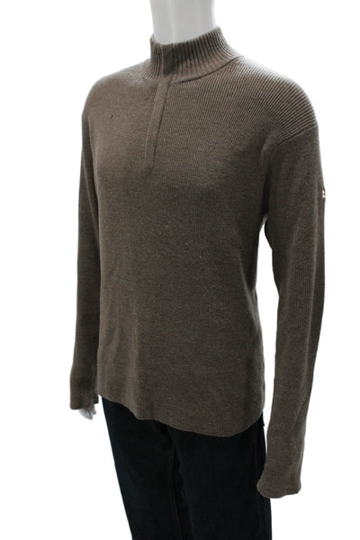 Peter Millar Mens Brown Merino Wool Mock Neck Pullover Sweater Size L