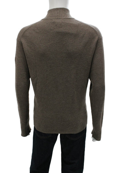 Peter Millar Mens Brown Merino Wool Mock Neck Pullover Sweater Size L