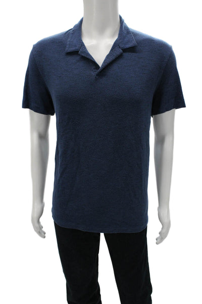 Theory Mens Polo Blue Collared Short Sleeve 80% Modal 20% Polyester Size XL