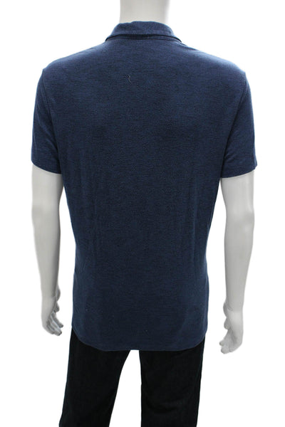 Theory Mens Polo Blue Collared Short Sleeve 80% Modal 20% Polyester Size XL