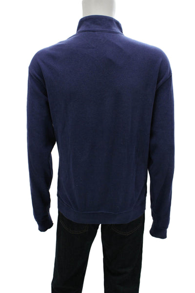 Peter Millar Mens Blue Cotton Mock Neck Pullover Long Sleeve Golf Size L