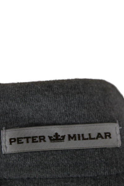 Peter Millar Mens Blue Cotton Mock Neck Pullover Long Sleeve Golf Size L