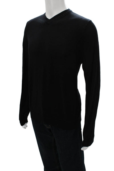 Callaway Mens Pullover Sweater Black V Neck Wool Silk Cashmere Size L