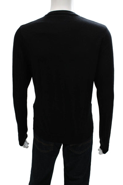 Callaway Mens Pullover Sweater Black V Neck Wool Silk Cashmere Size L