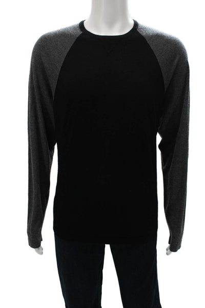 Neiman Marcus Mens Cashmere Crewneck Pullover Sweater Black Long Sleeve Size XL