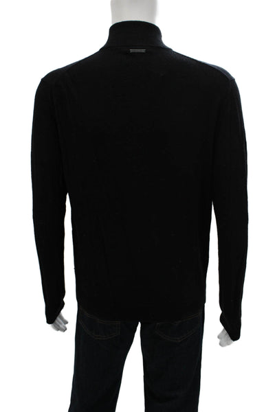 Michael Kors Mens Pullover Sweater Black Viscose Mock Neck Long Sleeve Size L