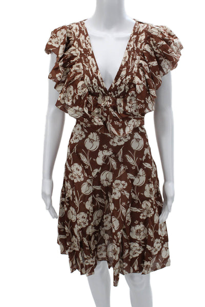 The Great Womens Sundress Floral Cotton V Neck Short Sleeve Zip Knee Size 1