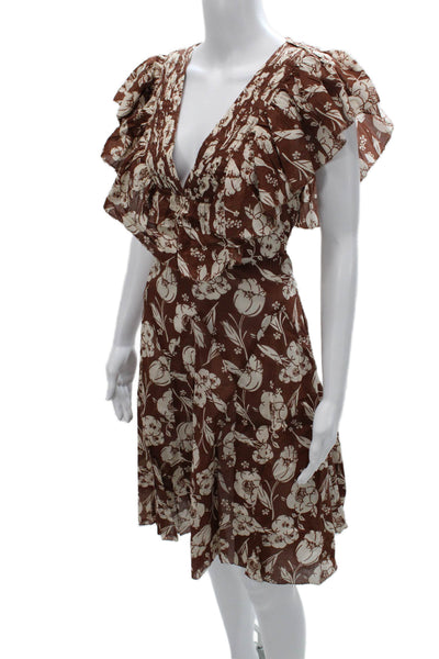 The Great Womens Sundress Floral Cotton V Neck Short Sleeve Zip Knee Size 1