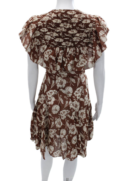 The Great Womens Sundress Floral Cotton V Neck Short Sleeve Zip Knee Size 1