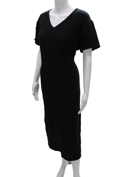 Jenni Kayne Womens Black T-Shirt Dress V-Neck Short Sleeve 100% Cotton Size M