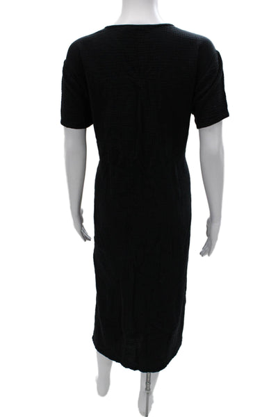 Jenni Kayne Womens Black T-Shirt Dress V-Neck Short Sleeve 100% Cotton Size M