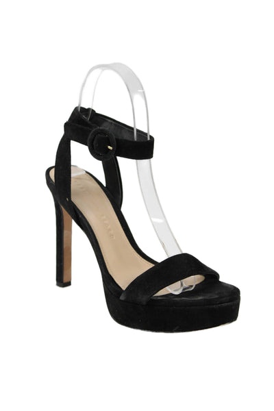 Veronica Beard Womens Suede Platform Ankle Strap Heels Black Size 5 Medium