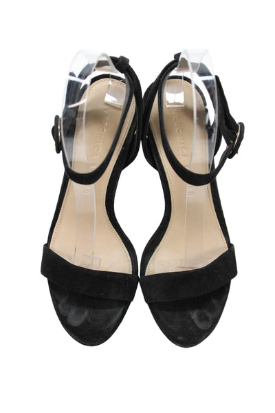 Veronica Beard Womens Suede Platform Ankle Strap Heels Black Size 5 Medium