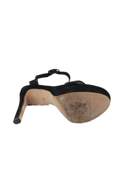 Veronica Beard Womens Suede Platform Ankle Strap Heels Black Size 5 Medium
