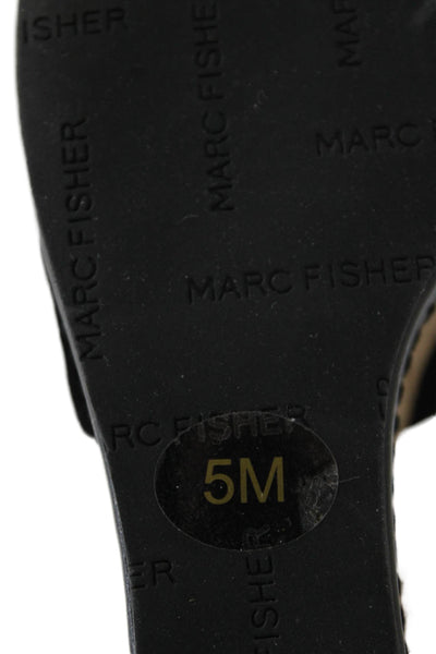 Marc Fisher Womens Suede Cork Platform Wedge Sandals Black Size 5 Medium