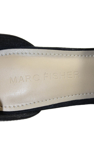 Marc Fisher Womens Suede Cork Platform Wedge Sandals Black Size 5 Medium