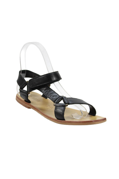 St. Agni Womens Leather Hiking Slingbacks Sandals Black Size 35 5