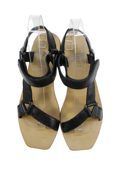 St. Agni Womens Leather Hiking Slingbacks Sandals Black Size 35 5