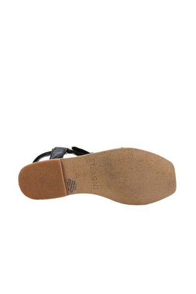 St. Agni Womens Leather Hiking Slingbacks Sandals Black Size 35 5