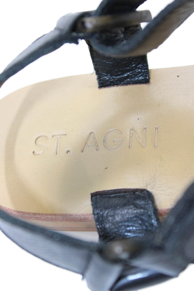 St. Agni Womens Leather Hiking Slingbacks Sandals Black Size 35 5