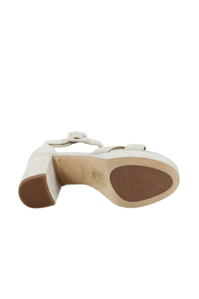 Quince Womens Suede Cross Strap Platform Sandal Heels White Size 5