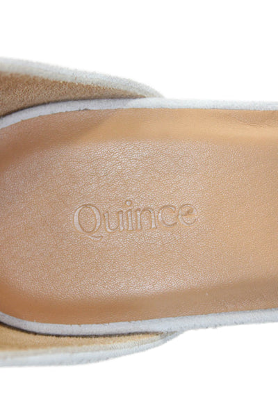 Quince Womens Suede Cross Strap Platform Sandal Heels White Size 5